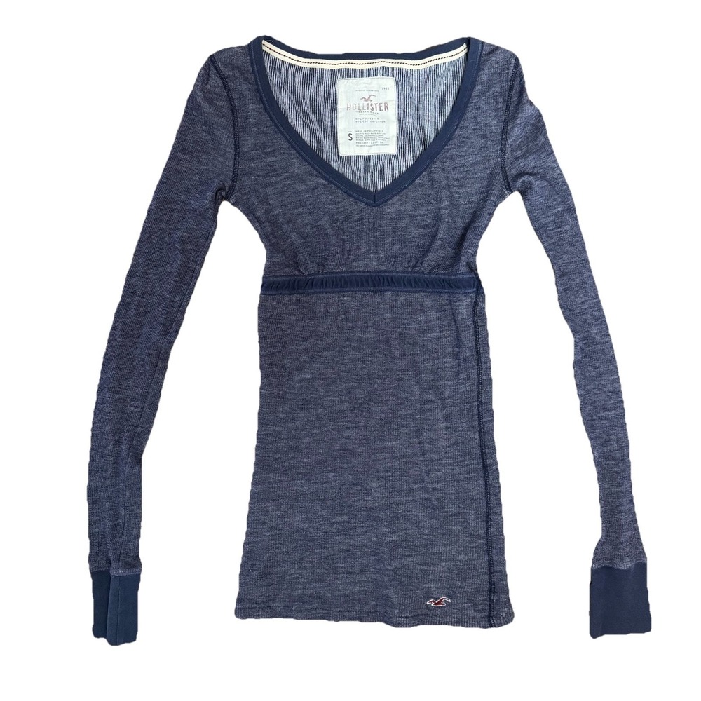 Hollister Y2K Blue Babydoll Tunic Top Long Sleeve Sz Small Fairy Grunge Coquette
